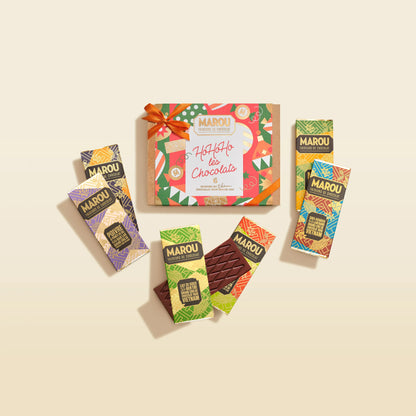 Coffret Cadeau de 6 Tablettes de Chocolat Grand Cru – Édition de Noël