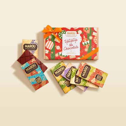 Coffret Cadeau de 6 Tablettes de Chocolat Saveurs du Vietnam – Édition de Noël